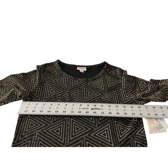 NWT LuLaRoe Julia Medium Black Gold Metallic Dress Geometric Pattern Mid-Length - Picture 4 of 12
